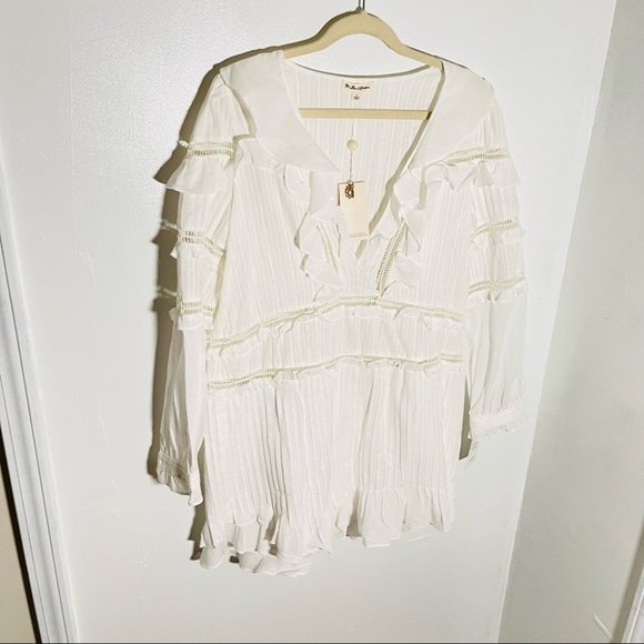 NWT For Love and Lemons Ziggy Pintuck Dress in White - Picture 8 of 8